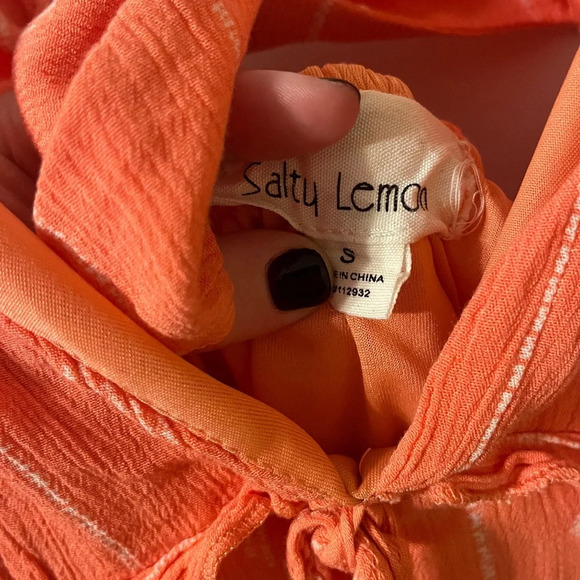 Peach Open Back Boho Tie Front Mini Dress - Picture 6 of 7